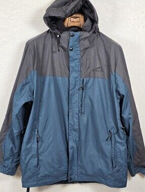 Polar Edge Men's Blue Gray Insulated Waterproof Ski Snowboard Hooded Jacket Sz S